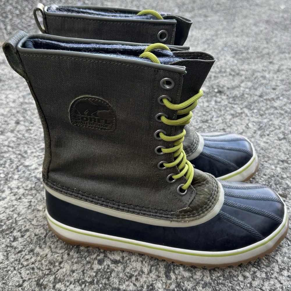 Sorel Snow Boot Women's 10 1964 Premium Waterproof Waxed Canvas Peat Moss Green